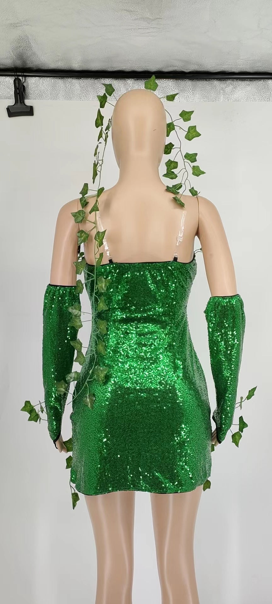 Glitterati - Women's Sequin Halloween Costume Dress with Gloves - close-up