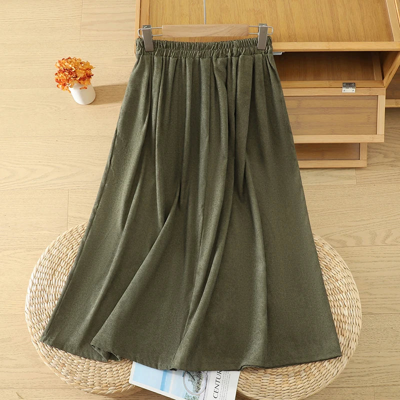 Soft Focus — Corduroy A-Line Midi Skirt