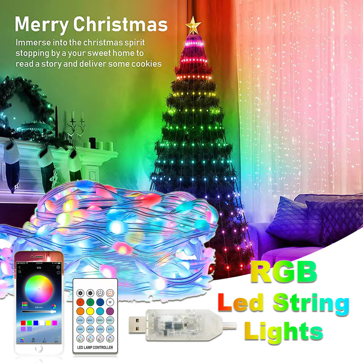 Sleigh the Glow - App-Controlled LED String Lights - alternate view