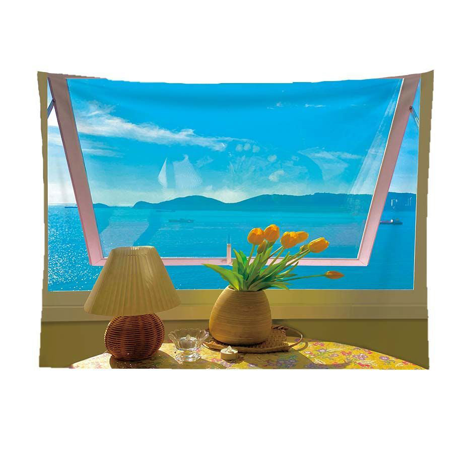 Room with a View - Scenic Window Wall Tapestry - detail view