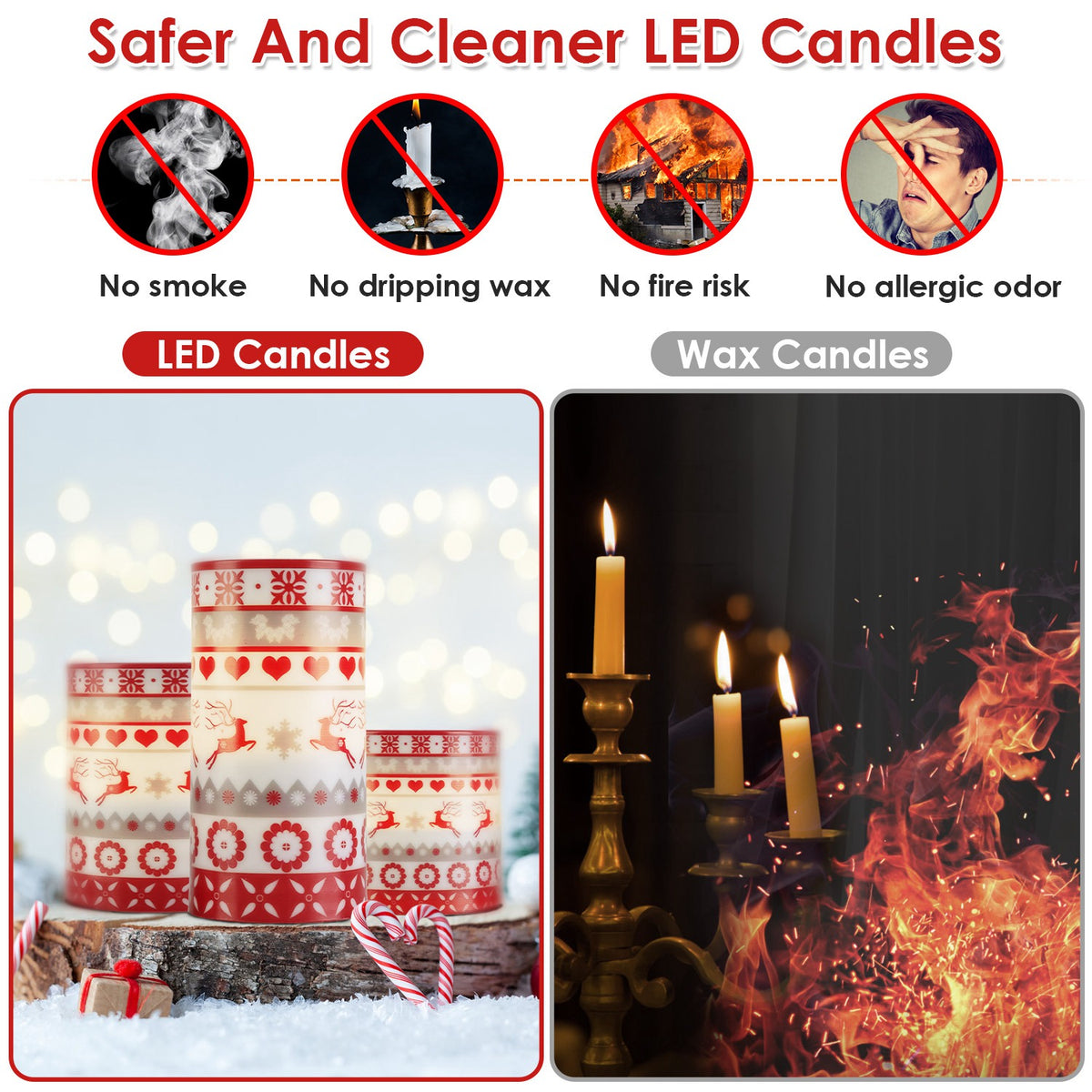 Flameless LED Christmas Candles with Remote - 3 Pack - alternate view