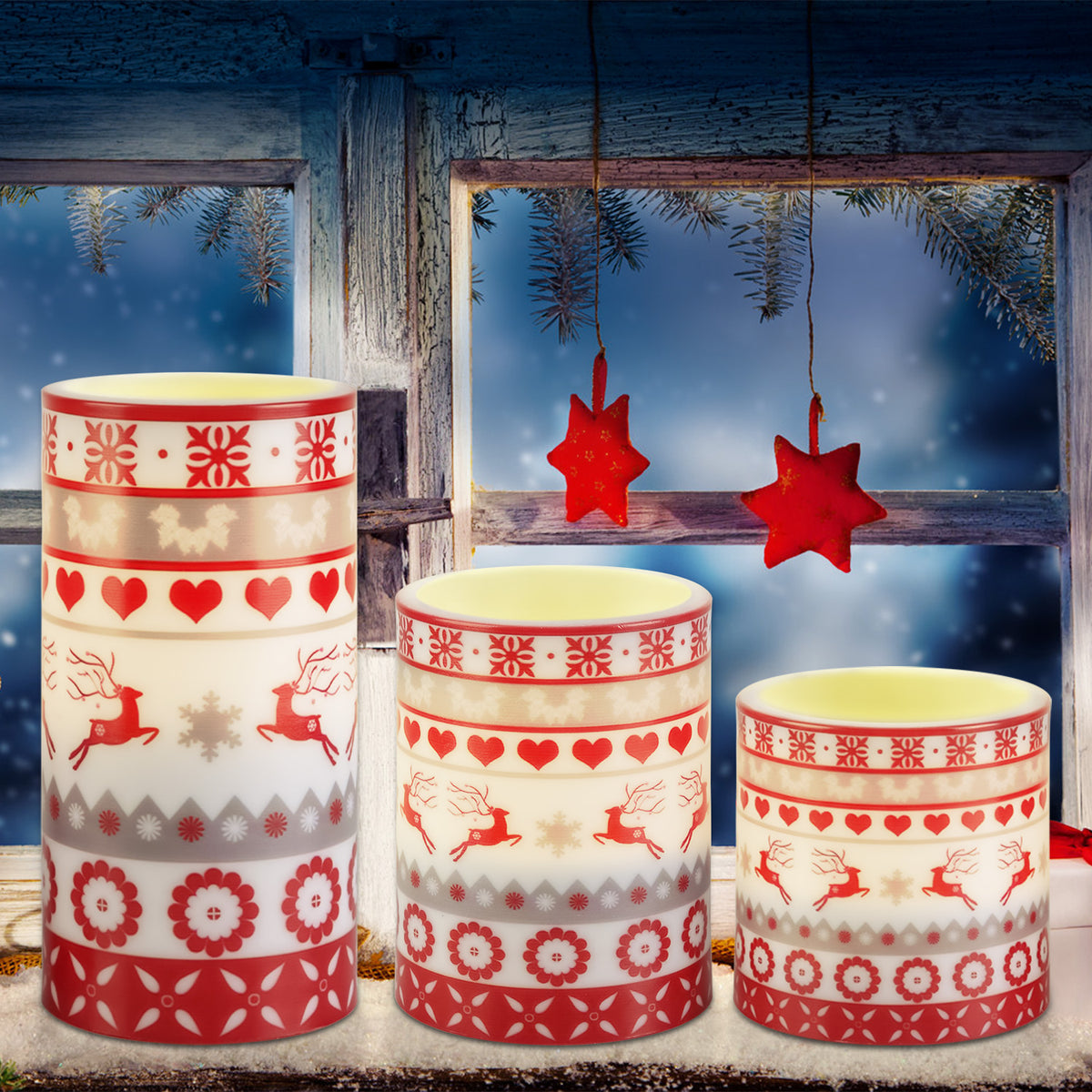 Flameless LED Christmas Candles with Remote - 3 Pack - view 6