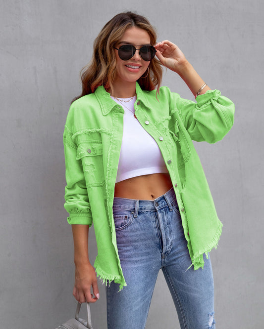 Tearin' It Up - Loose Ripped Shirt Jacket