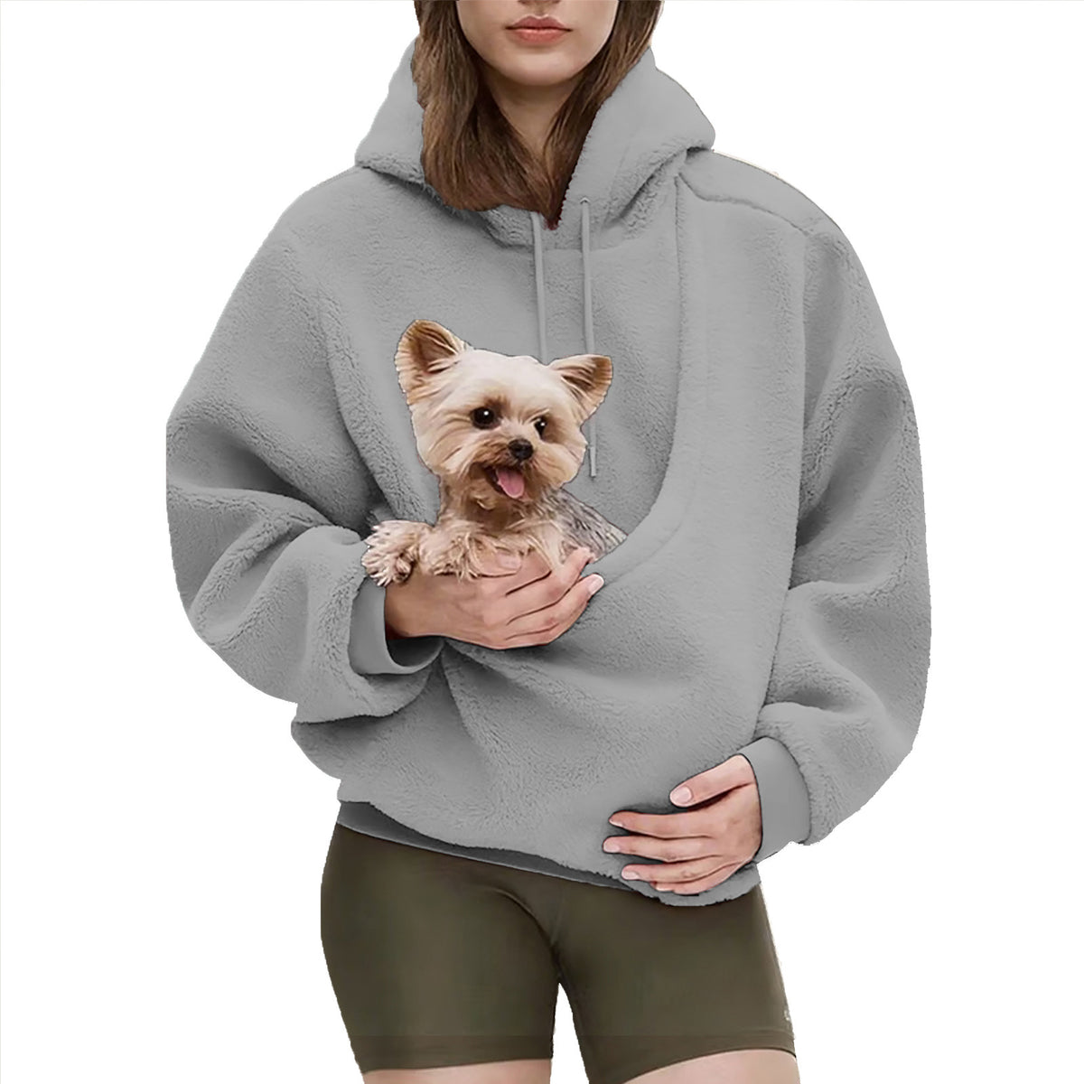 Cuddle Carrier kangaroo pouch pet hoodie in soft cotton-blend knit