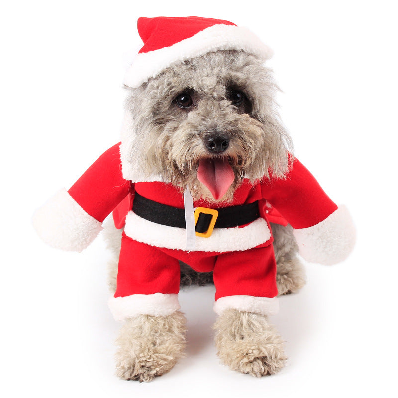 Pet Christmas Santa costume, red Santa suit for pets