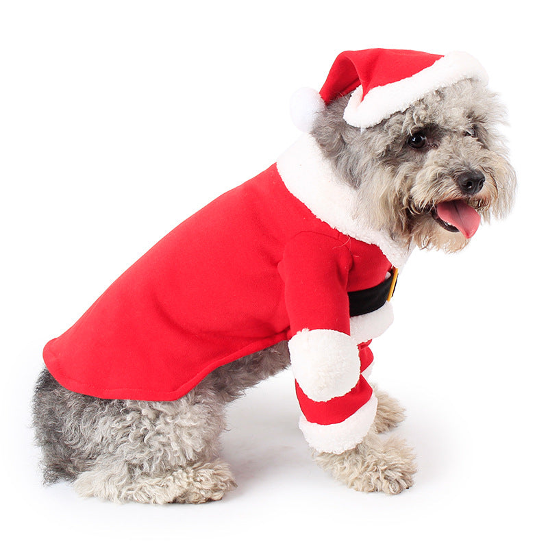 Pet Christmas Santa costume, red Santa suit for pets
