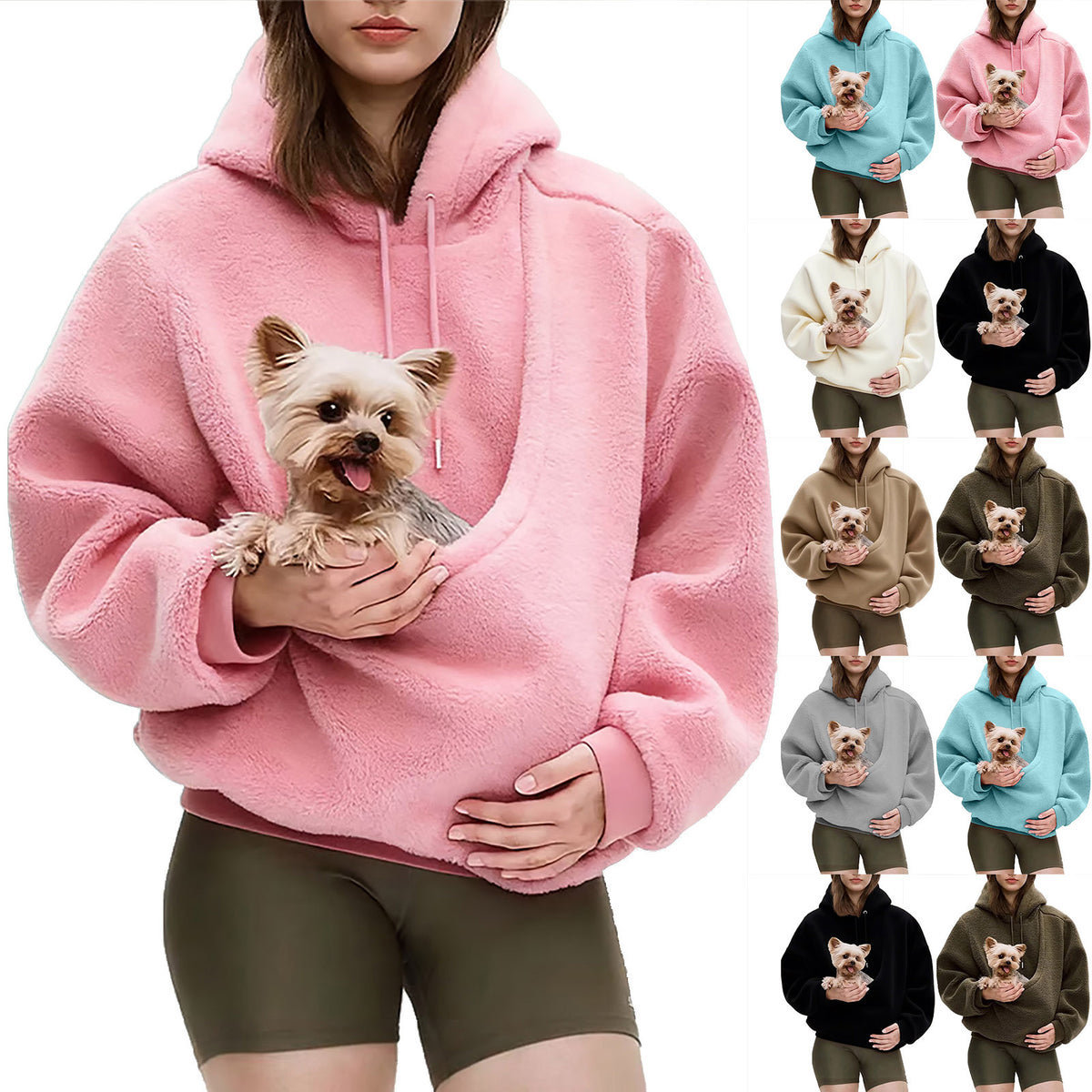 Cuddle Carrier kangaroo pouch pet hoodie in soft cotton-blend knit