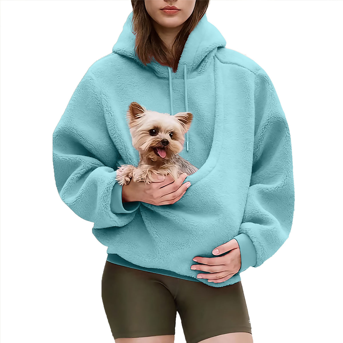 Cuddle Carrier kangaroo pouch pet hoodie in soft cotton-blend knit