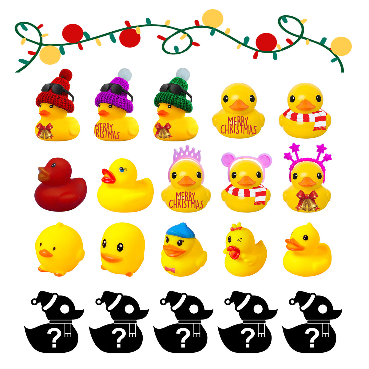 24-Day Christmas Advent Calendar with funny rubber duck bath toys