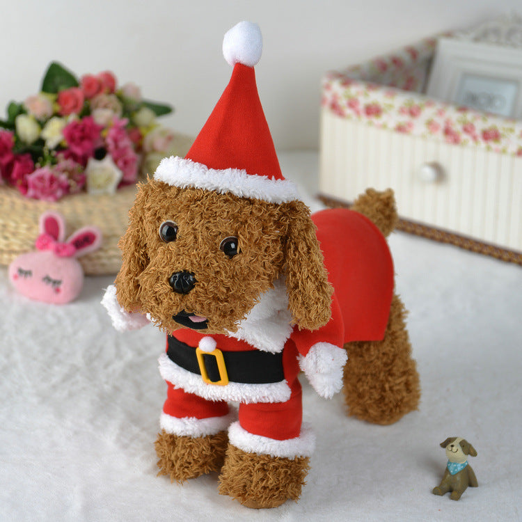 Pet Christmas Santa costume, red Santa suit for pets