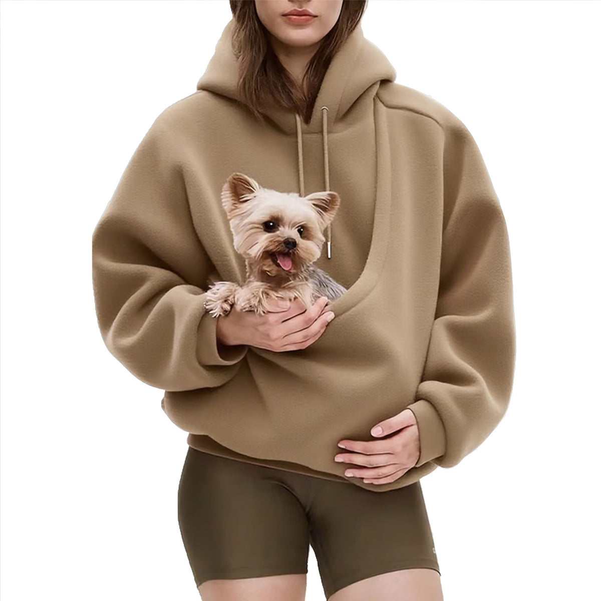 Cuddle Carrier kangaroo pouch pet hoodie in soft cotton-blend knit