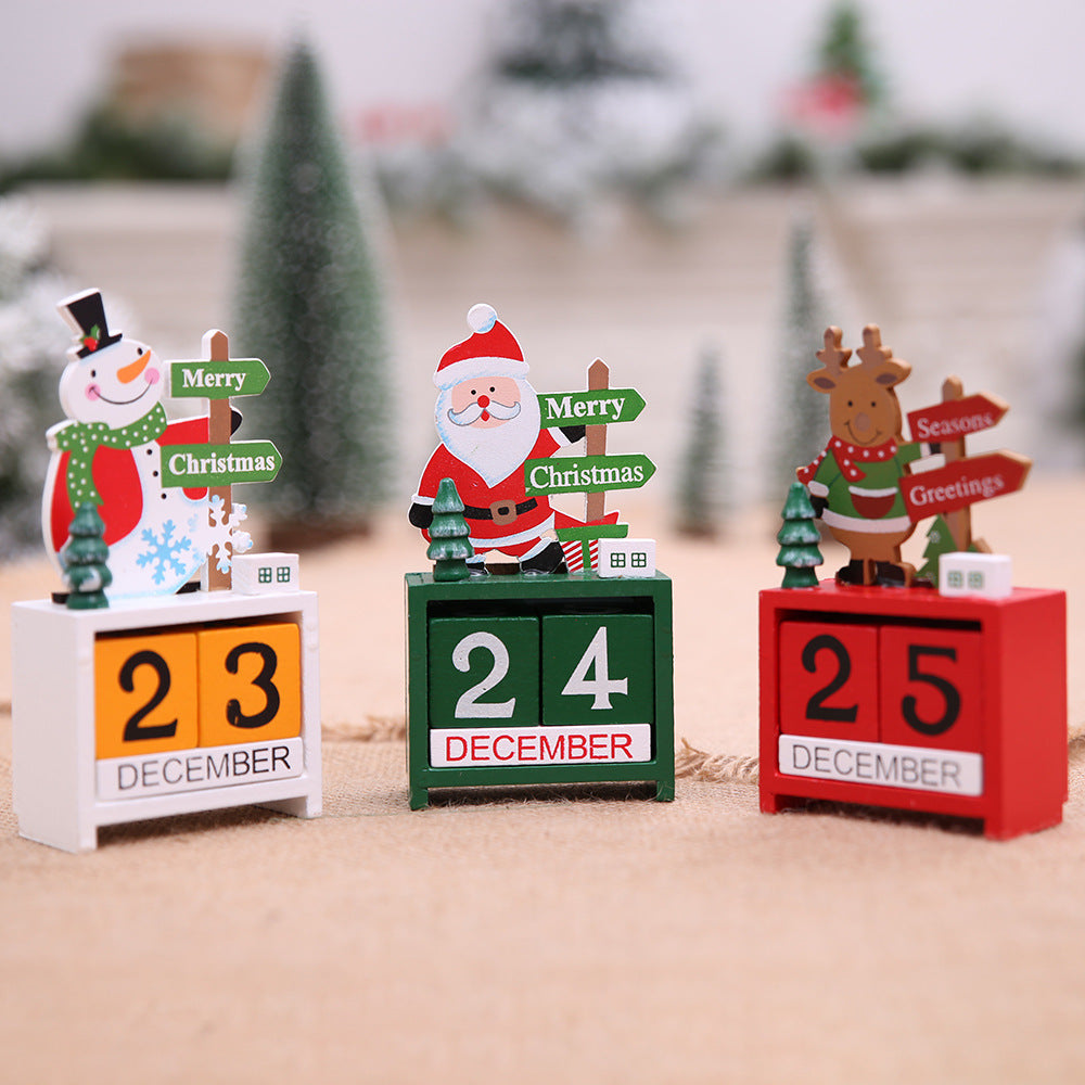 Wooden Christmas calendar, Santa design with Christmas tree