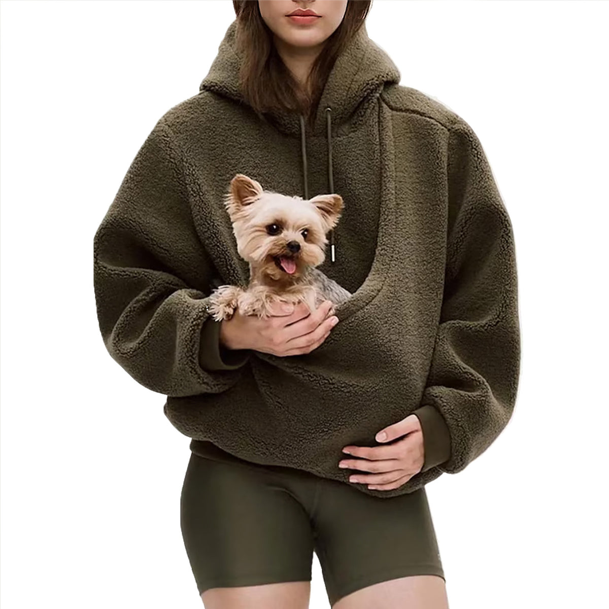 Cuddle Carrier kangaroo pouch pet hoodie in soft cotton-blend knit