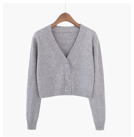 Cropped Cozy - Women's V-Neck Cardigan