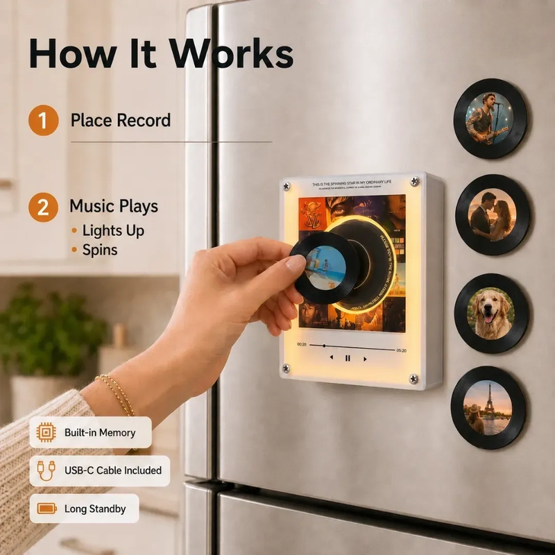 Magic Vinyl - NFC Record Player Fridge Magnet - lifestyle