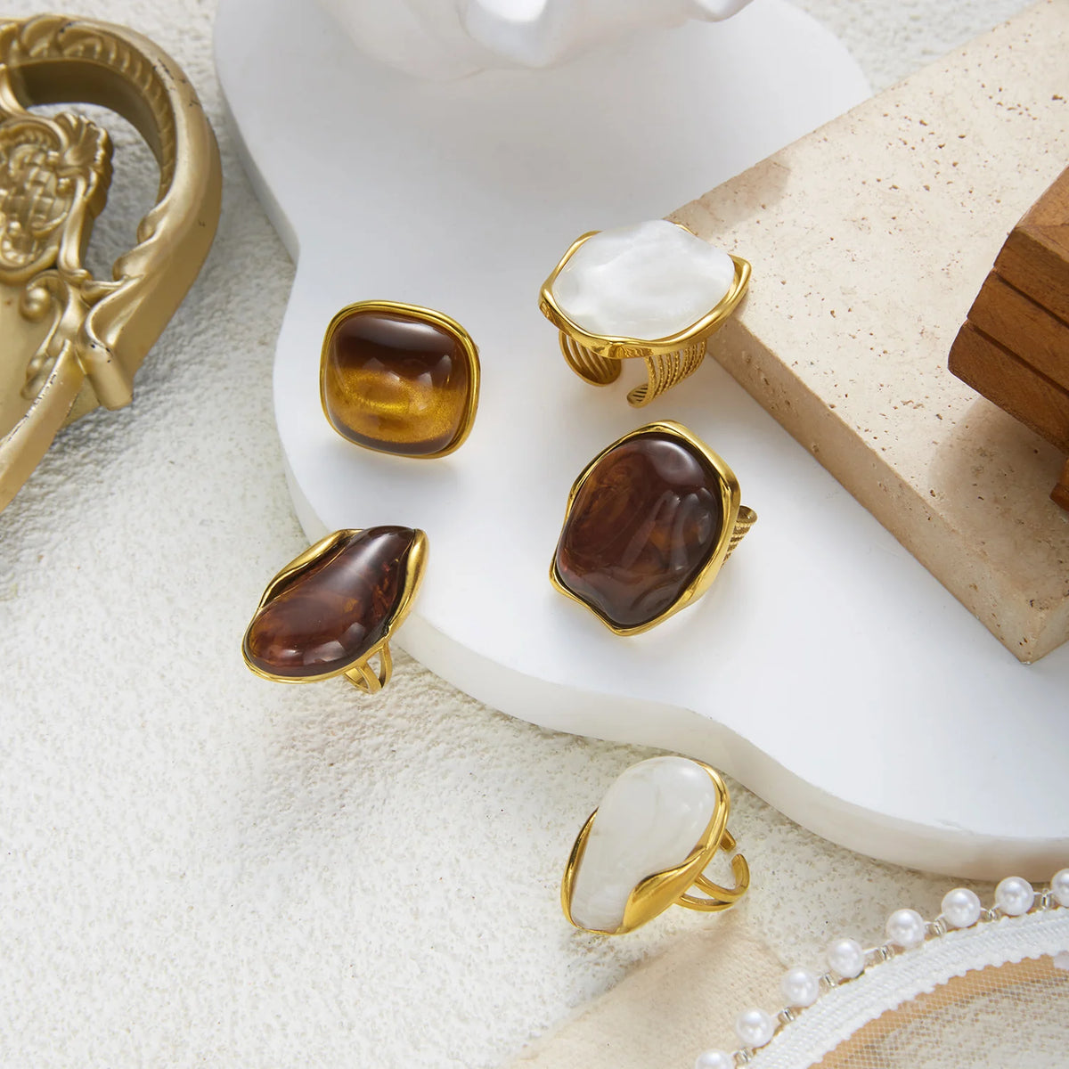 Amber Hour — Chunky Stone Open Ring