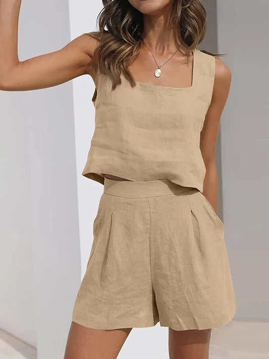 Coast Breeze Set — Linen Top & Shorts