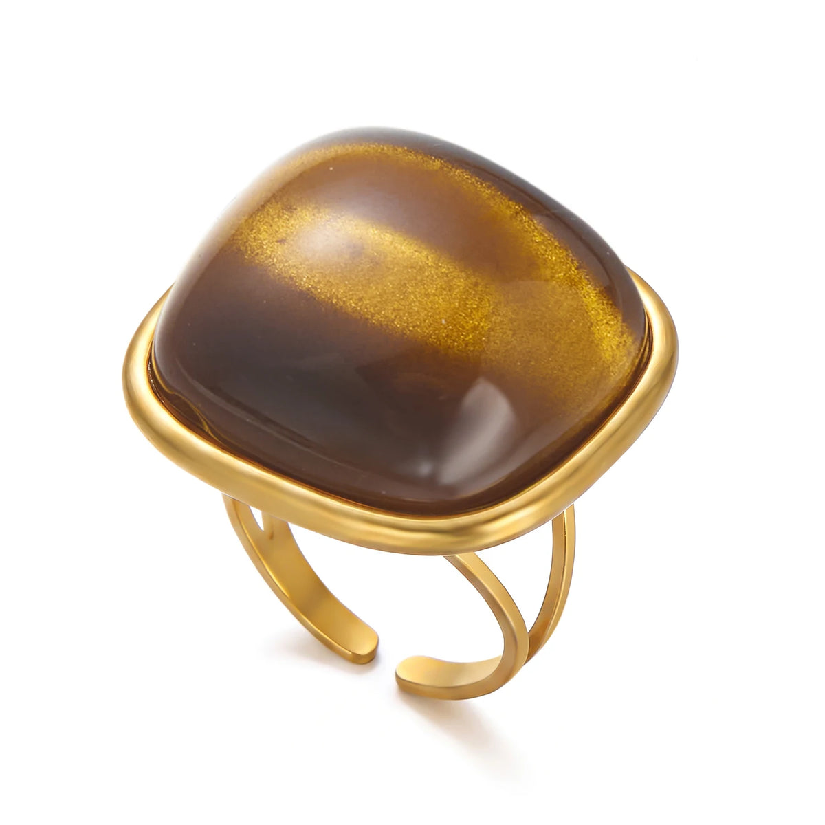 Amber Hour — Chunky Stone Open Ring