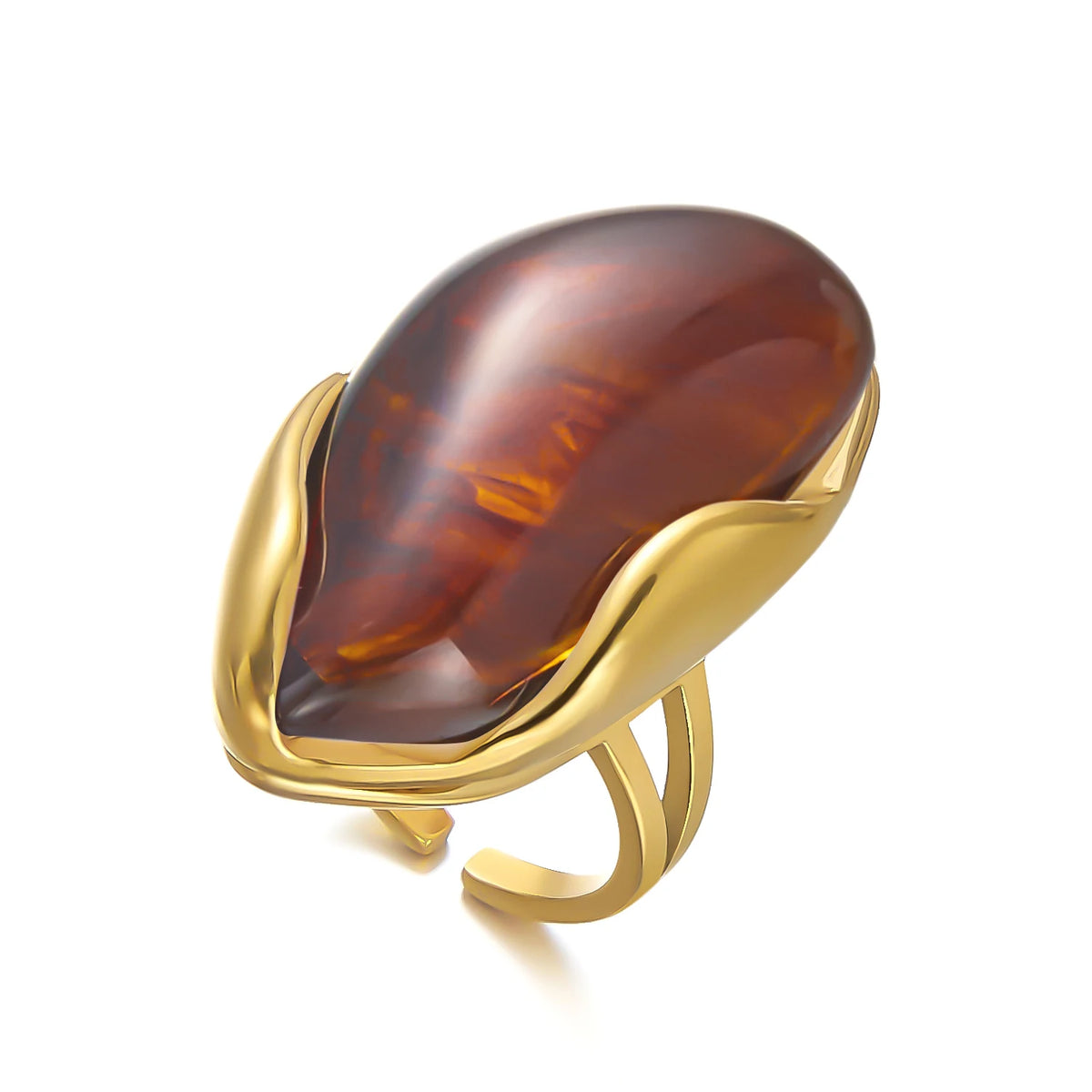 Amber Hour — Chunky Stone Open Ring