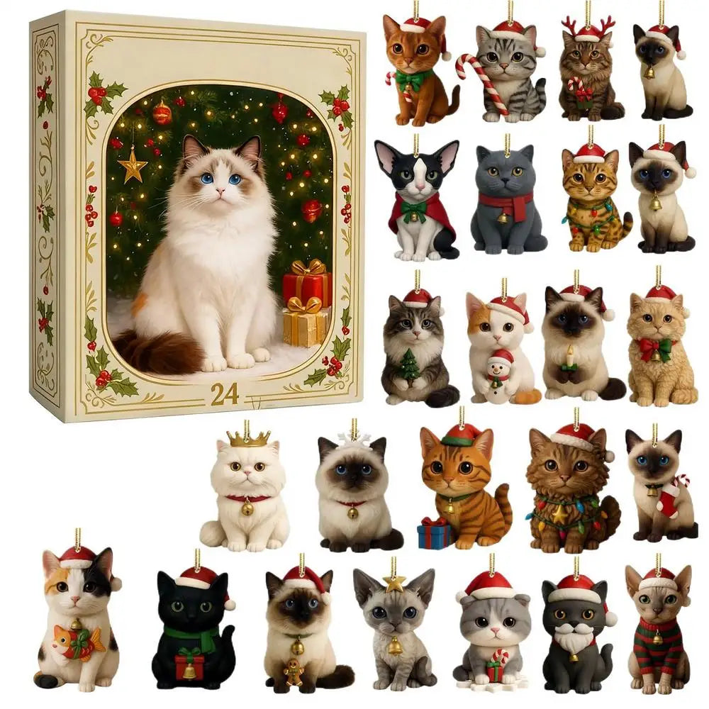 Festive Felines - 24-Piece Cat Christmas Ornament Set