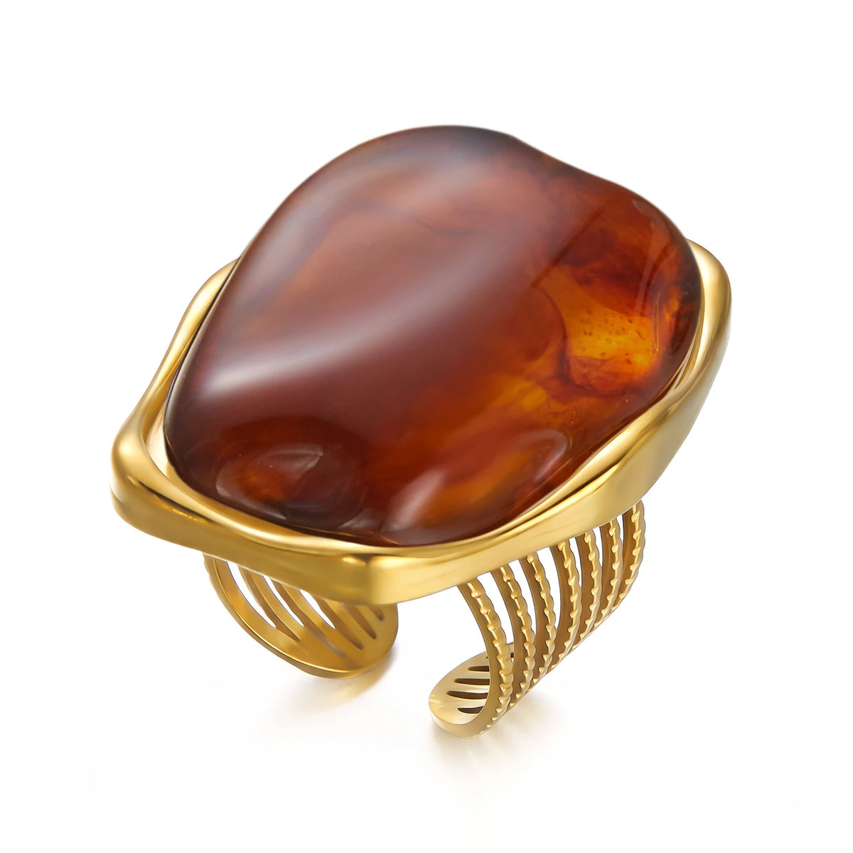 Amber Hour — Chunky Stone Open Ring