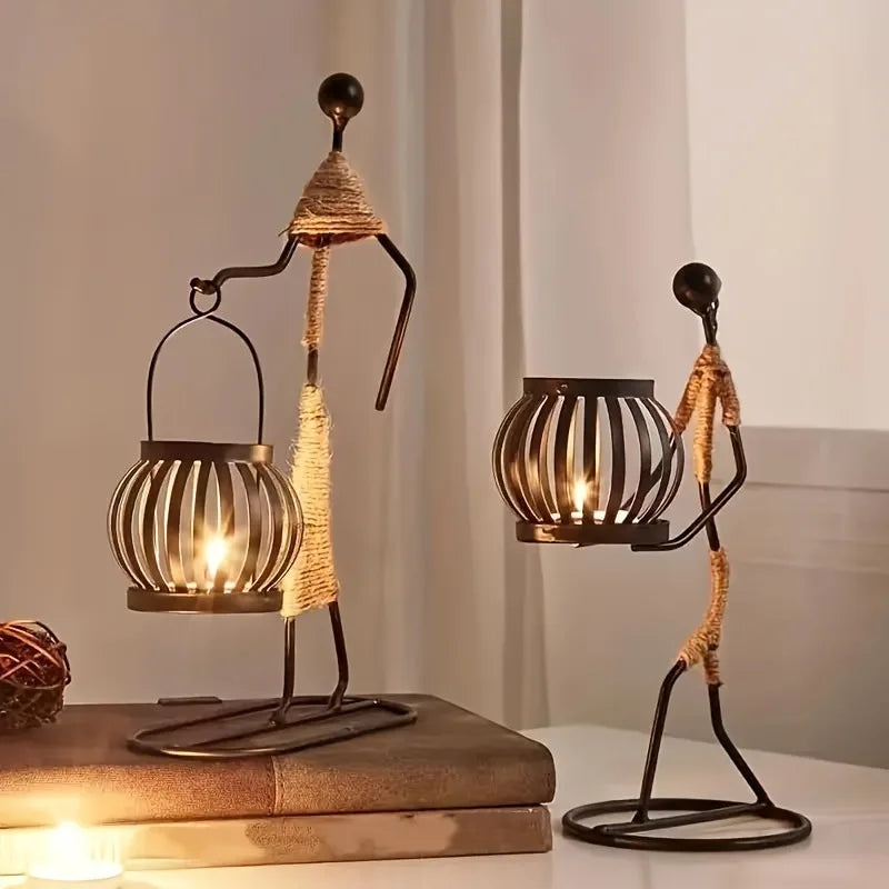Form & Flame - Nordic Metal Abstract Figure Candle Holder
