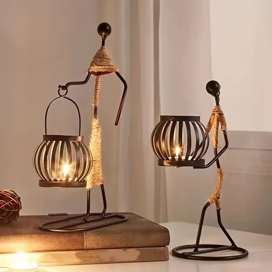 Form & Flame - Nordic Metal Abstract Figure Candle Holder