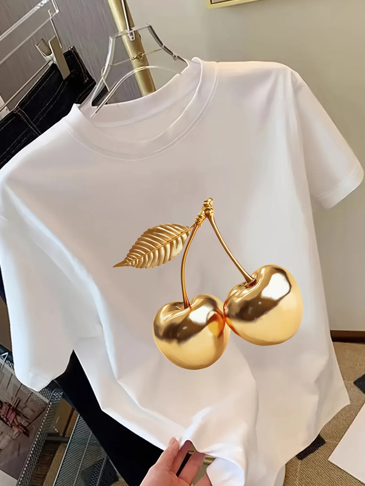 Cherry Charm - Cherry-Print Summer Tee - alternate view