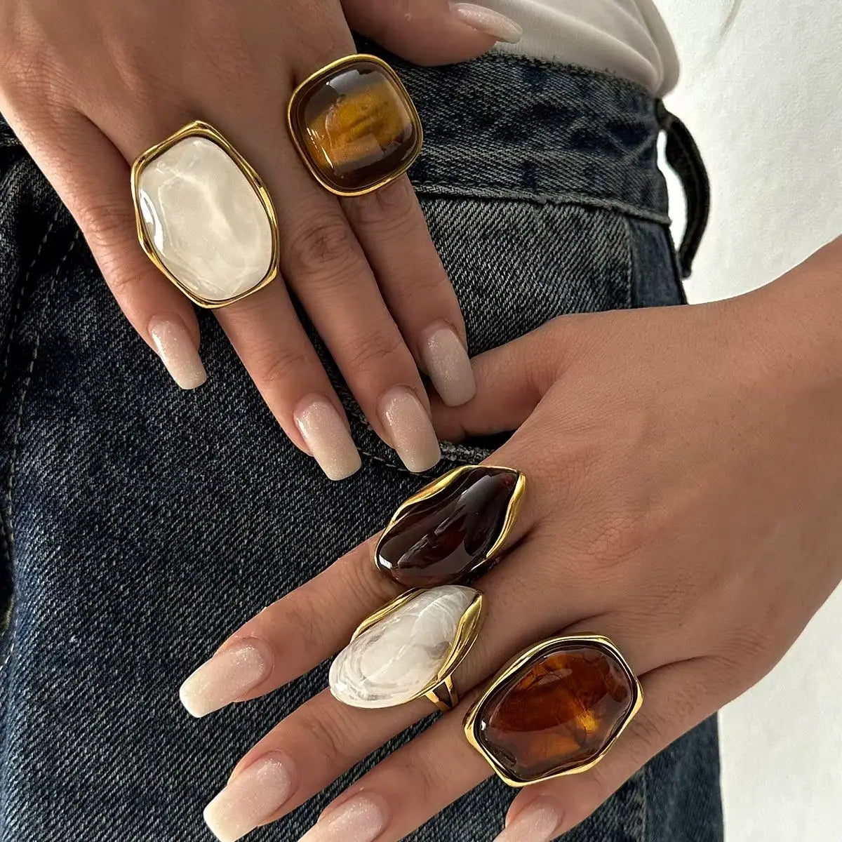 Amber Hour — Chunky Stone Open Ring