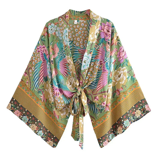 Boho Layer — Floral Kimono Cover-Up