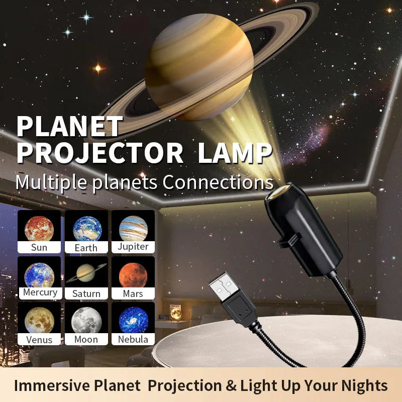 Light Party — Rotating Planet & Moon Projector