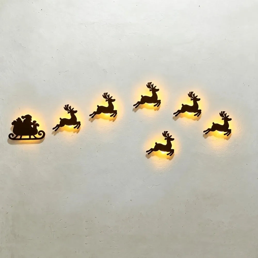 Glowing Herd - 7-Piece LED Reindeer Wall Set - alternate view