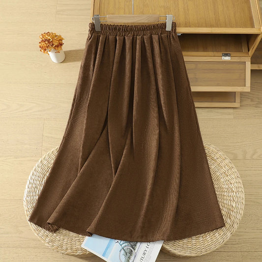Soft Focus — Corduroy A-Line Midi Skirt