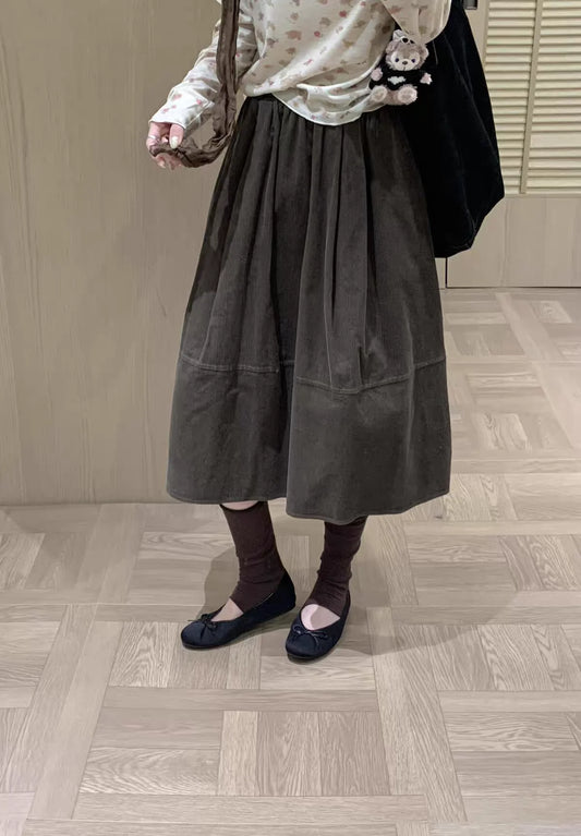Patchwork Muse — Corduroy Midi Skirt