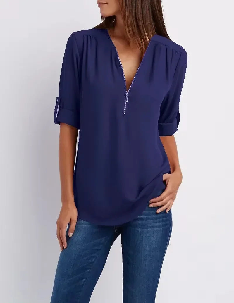 Breeze - V-Neck Chiffon Summer Blouse