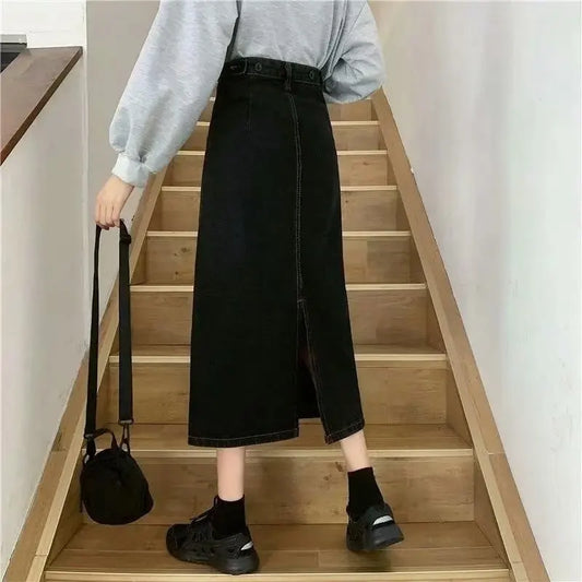 Blue Story — Denim A-Line Midi Skirt