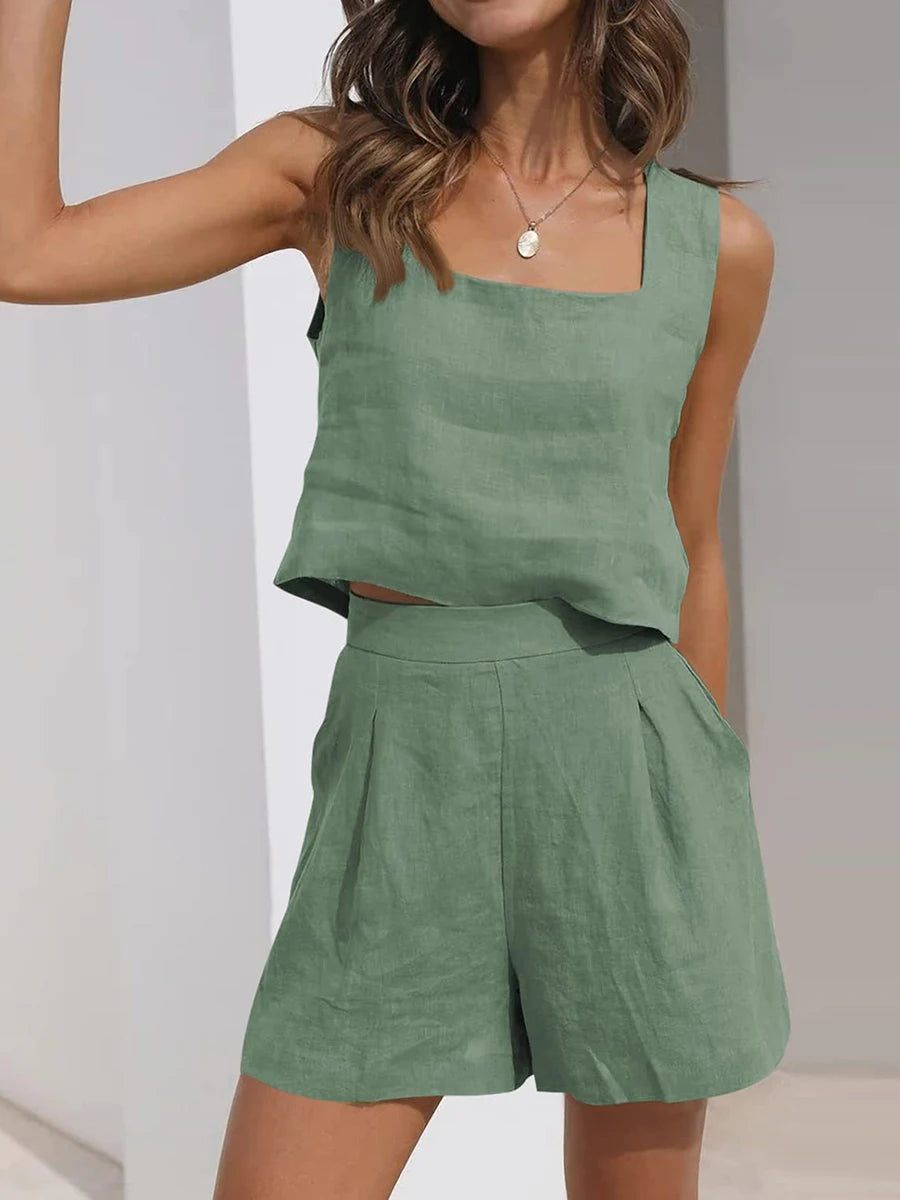 Coast Breeze Set — Linen Top & Shorts