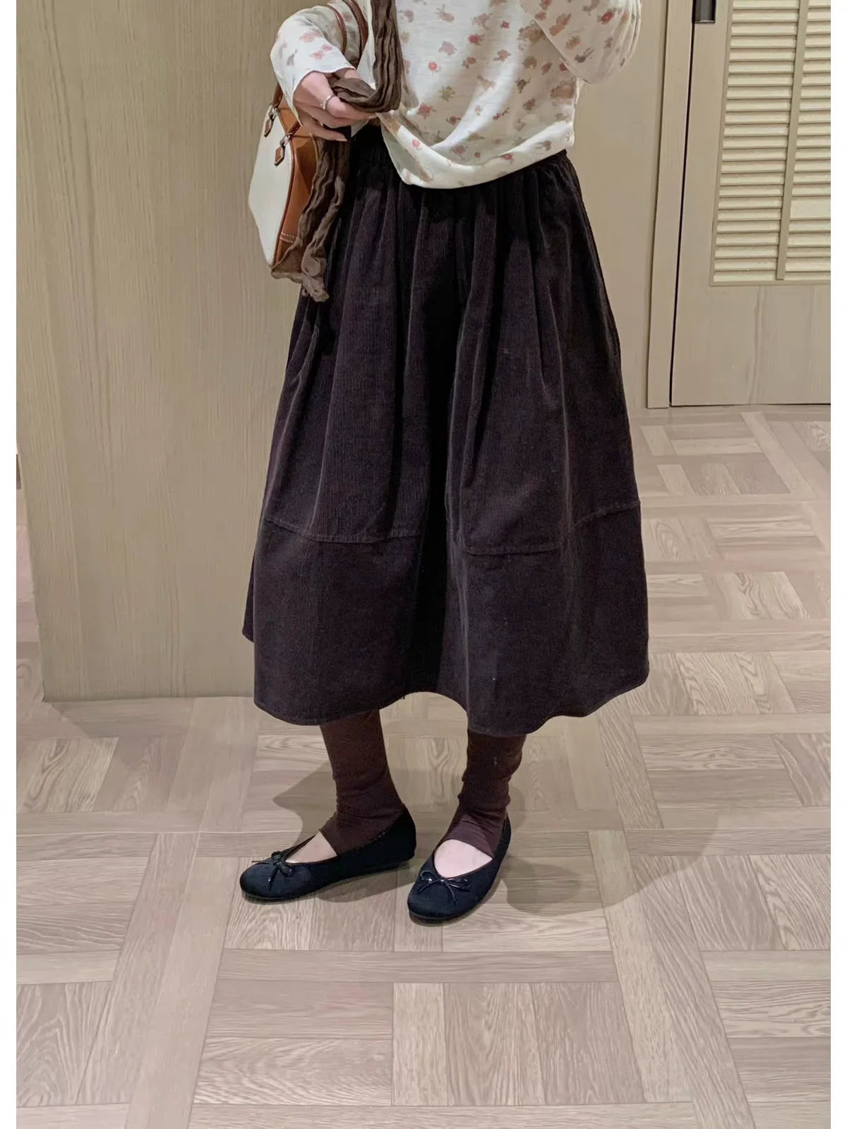 Patchwork Muse — Corduroy Midi Skirt