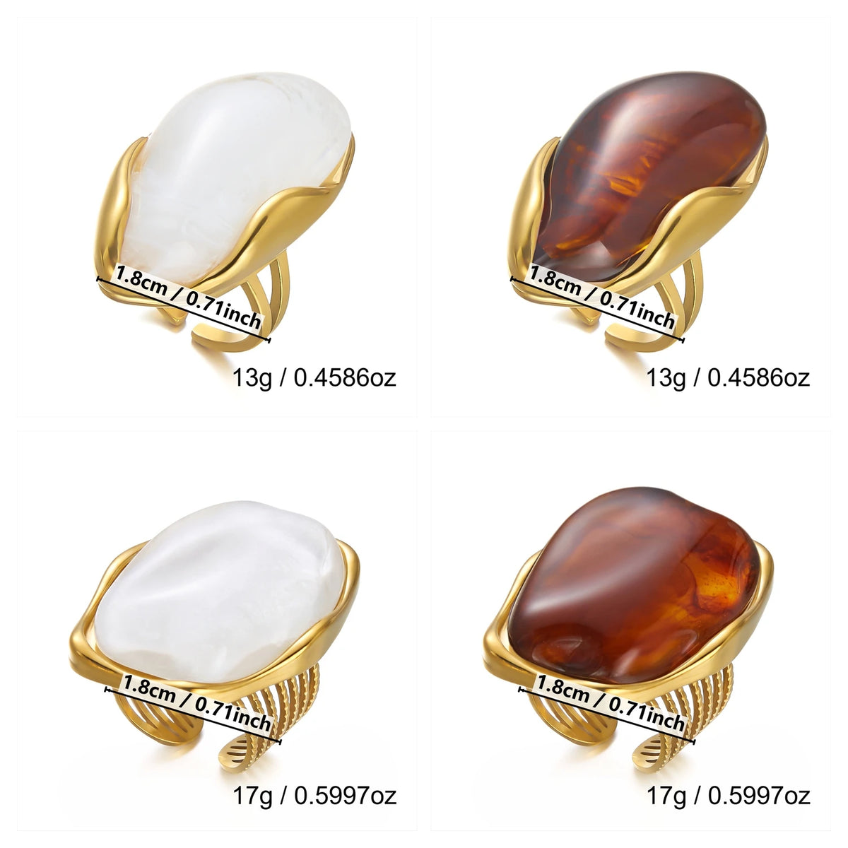 Amber Hour — Chunky Stone Open Ring
