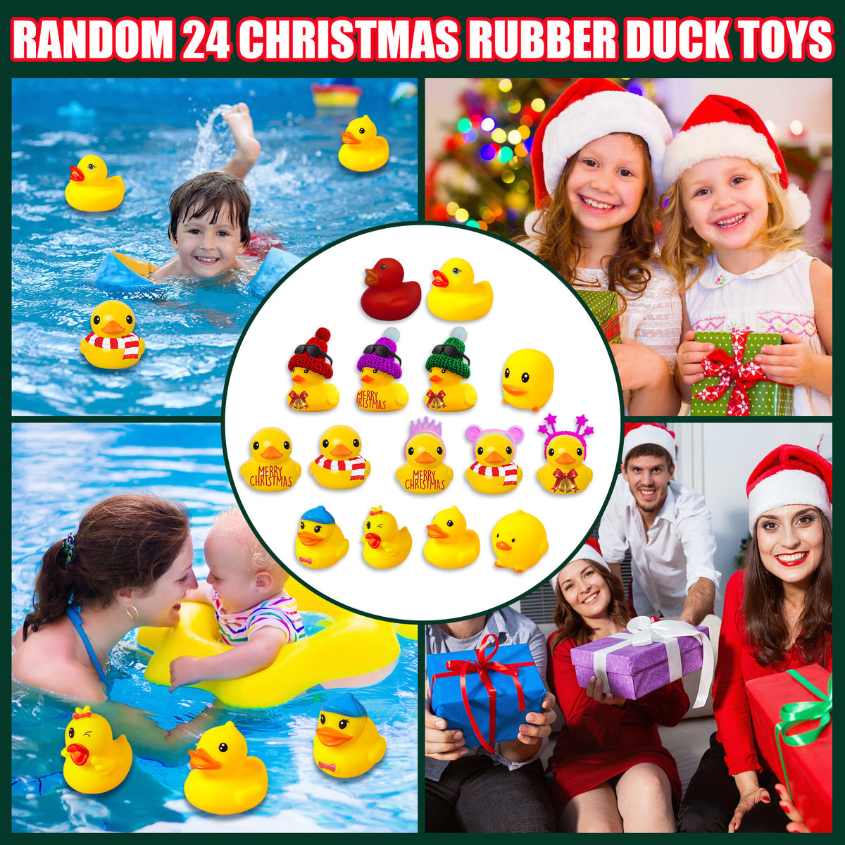 24-Day Christmas Advent Calendar with funny rubber duck bath toys