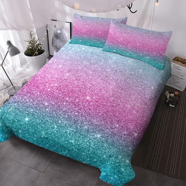 Mermaid Hour - Pastel Ombre Glitter Duvet Cover Set - alternate view