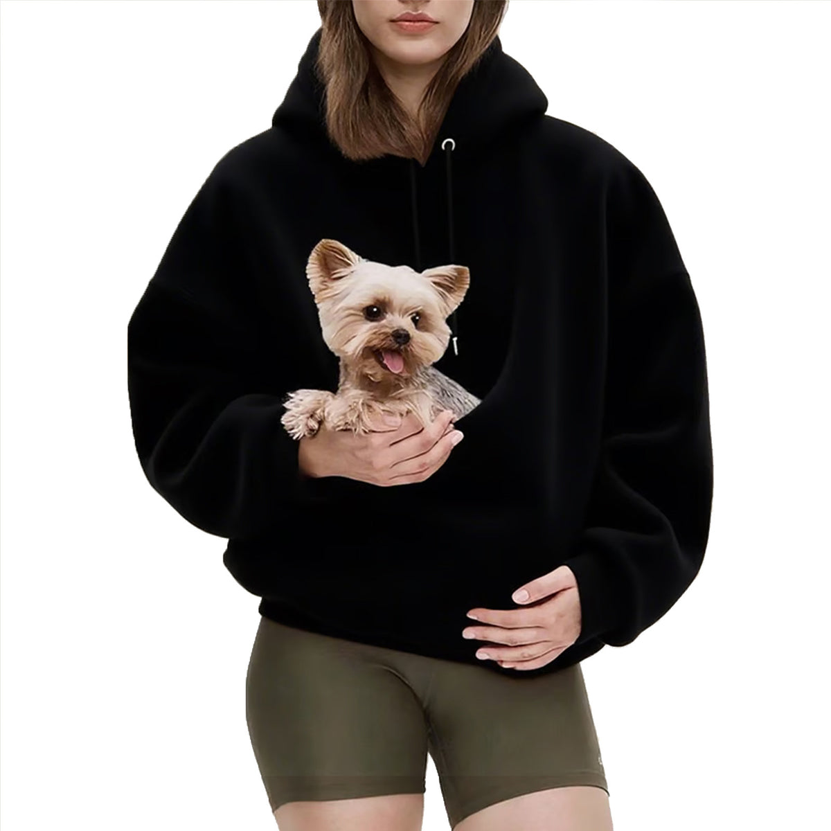 Cuddle Carrier kangaroo pouch pet hoodie in soft cotton-blend knit