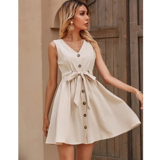 Ribbon & Rise - High-Waist Colorblock Mini Dress