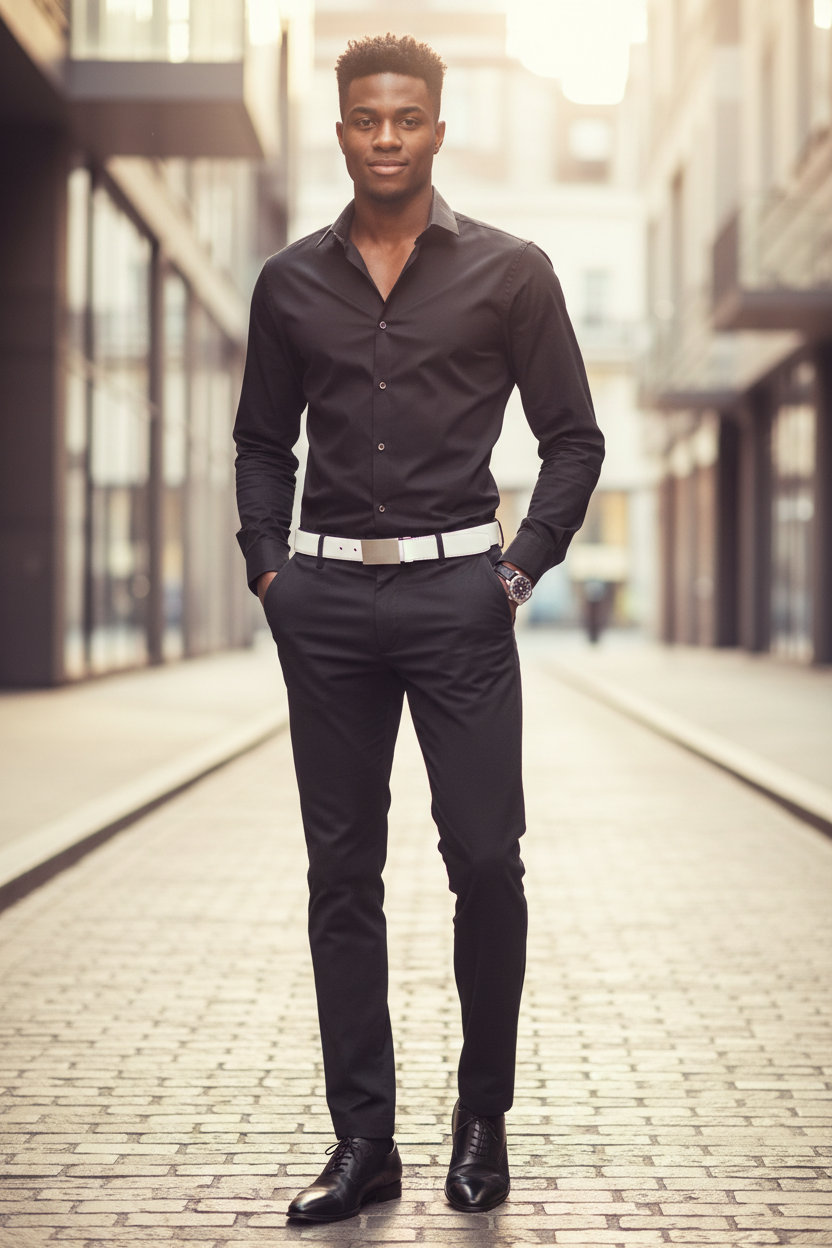 La Nuit - Men's Long-Sleeve Formal Dress Shirt - detail view