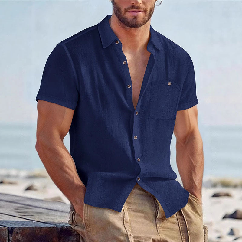 Pocket Breeze - Linen Beach Shirt - detail view