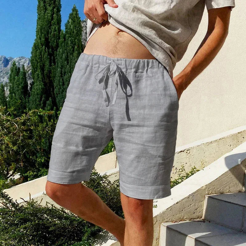 Shoreline - Cotton-Linen Beach Shorts - detail view