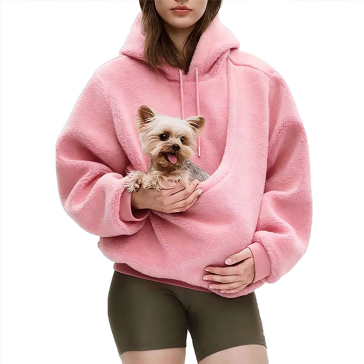 Cuddle Carrier kangaroo pouch pet hoodie in soft cotton-blend knit