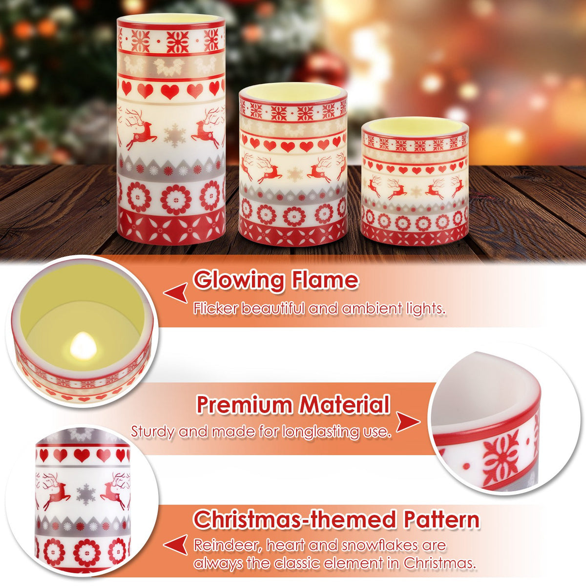 Flameless LED Christmas Candles with Remote - 3 Pack - view 7