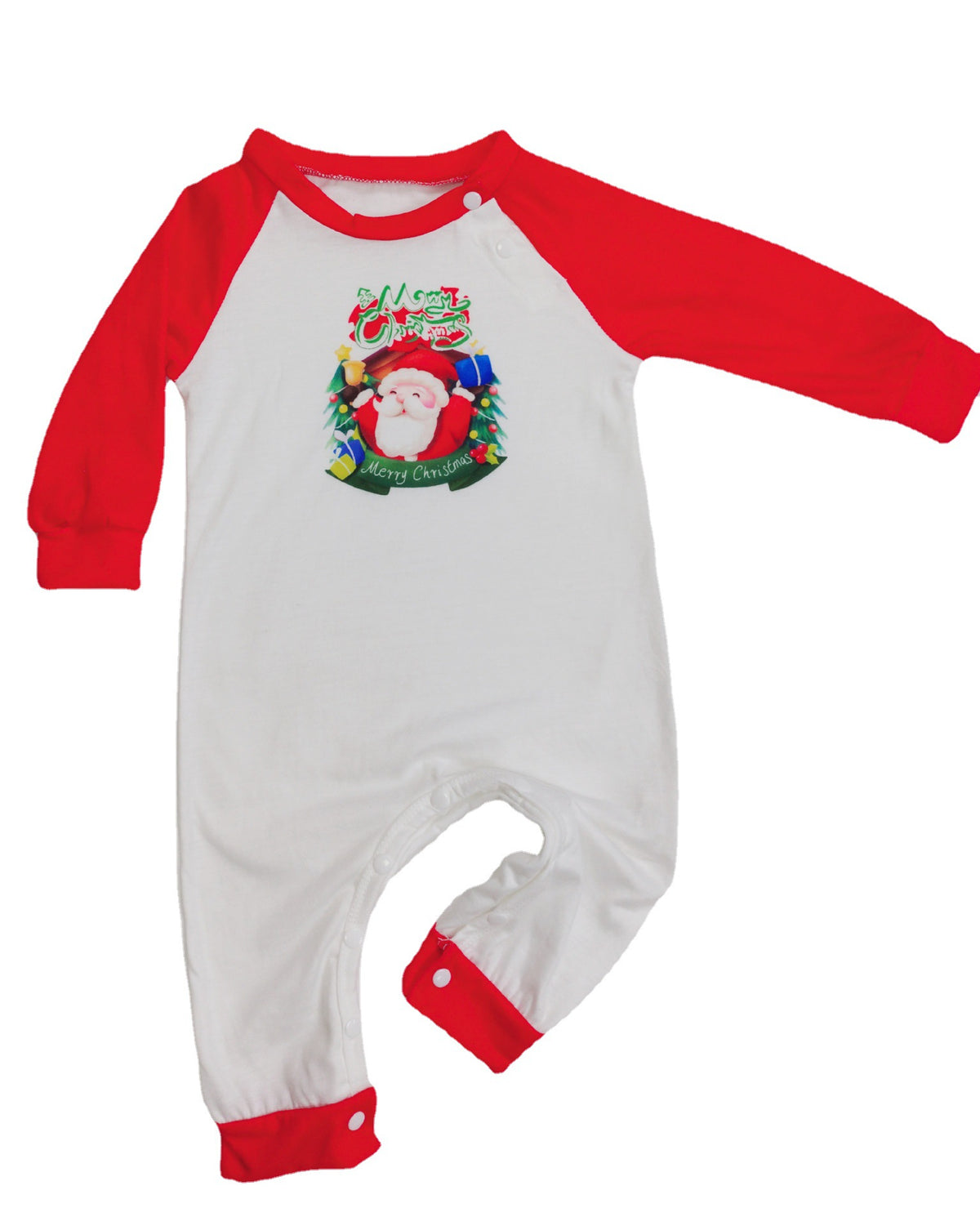 Christmas family matching pajamas, red and white long-sleeve plaid set