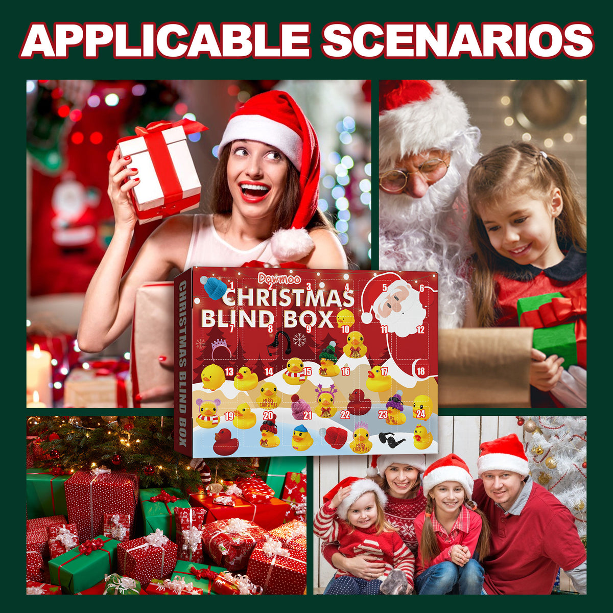 24-Day Christmas Advent Calendar with funny rubber duck bath toys